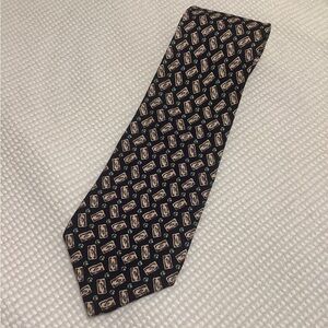Vintage Britches of Georgetowne Navy Blue Abstract Geometric Silk Tie
